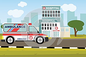 The  professional medical center for health life concept with cartoon, anime and background