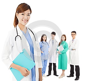 Professional medical doctor with her team
