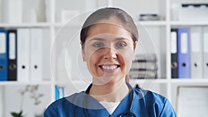 Professional medical doctor in hospital office, Portrait of young and attractive female physician.