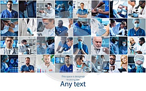 Professional medical doctors working in hospital office, Portrait of young and confident physicians. Set of different