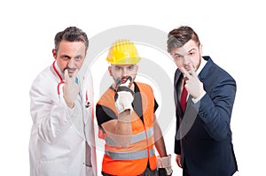 Professional men doing look into my eyes gesture