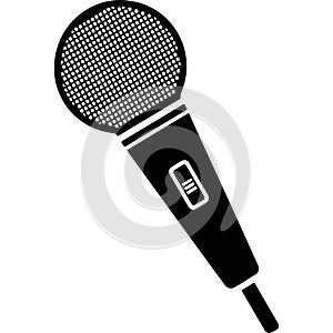 Professional microphone with onoff switch button isolated on transparent background