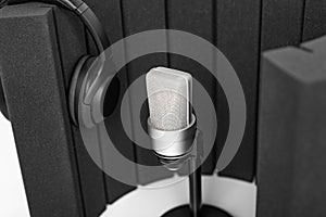 Professional microphone and a studio microphone screen for recording in the studio and Broadcast.