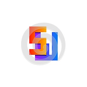 Professional and Minimalist Letter SW Logo Design. Uppercase letter in orange and purple gradient color shape. Editable vector can