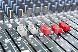 Professional mixing console in studio