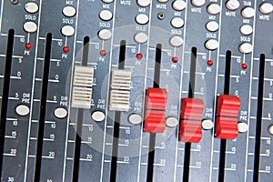 Professional mixing console in studio