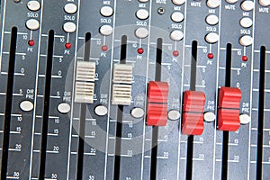 Professional mixing console in studio