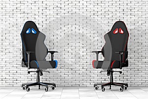 Professional Modern Black Computer Gaming Armchairs. 3d Rendering