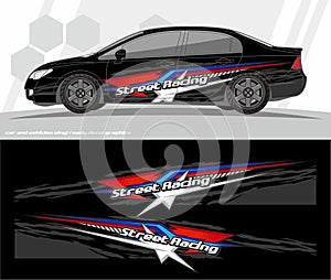 Car and vehicles wrap decal Graphics Kit vector designs. ready to print and cut for vinyl stickers. photo