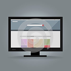 Professional monitor with website layout