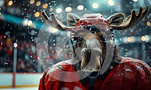 Professional moose ice hockey player portrait