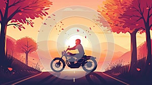 Professional motorbike rider. A motorcycle rides fast on the road. Generative AI. Sport. Copy space for your custom text