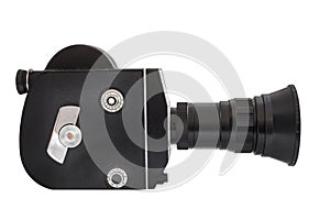 Professional movie camera on 16mm film, isolated on white background