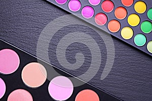 Professional multi colored blushes and eyeshadows palettes
