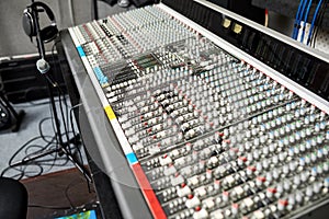 Professional music equipment in recording studio