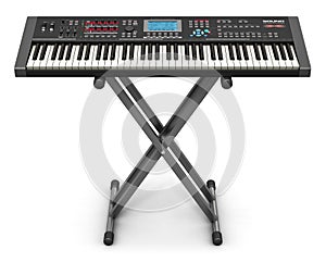 Professional musical synthesizer on stand