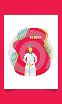 Professional Nurse Character in Medical Hospital on abstract background, Health Care and Doctor Woman. Flat Cartoon Vector