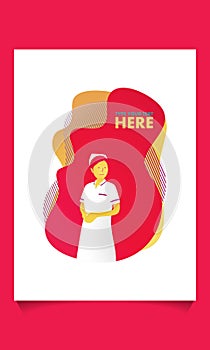 Professional Nurse Character in Medical Hospital on abstract background, Health Care and Doctor Woman. Flat Cartoon Vector