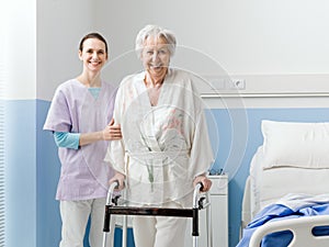 Professional nurse helping a senior patient at the hospital