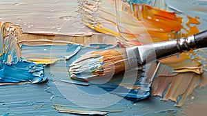 Professional oil painting on canvas with visible brush strokes. Close-up of an abstract artwork with vibrant colors and dynamic