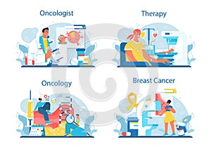 Professional oncologist set. Cancer disease modern diagnostic