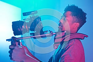 Professional operator making video content