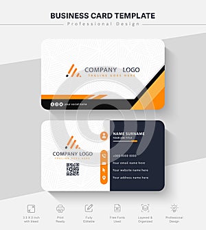 professional orange vector business card design template clean and elegant look