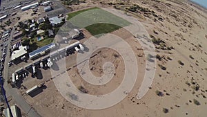 Professional parachute jumper flying above arizona. Landing. Height. Sunny day