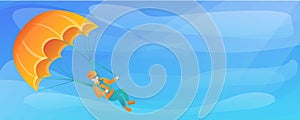 Professional parachuter concept banner, cartoon style