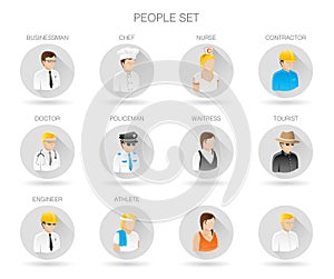 Professional people icon set. People avatar symbols. People profile collection. Vector illustration.