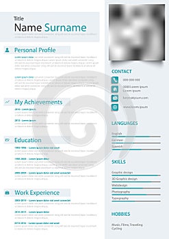 Professional personal resume cv in bright colors template