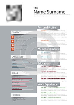Professional personal resume cv with design stickers template