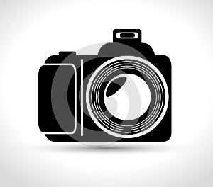 professional photo camera with flash white background design graphic