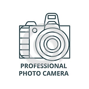 Professional photo camera  vector line icon, linear concept, outline sign, symbol