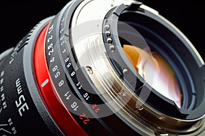 Professional photo lens closeup