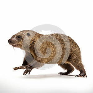 Professional Photo Of Muskrat In Motion On White Background