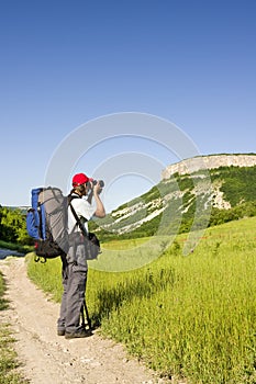 The professional photographer in mountains