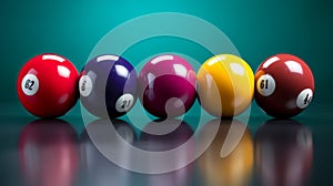 Professional Photography Of Billiards Balls On Solid Color Background