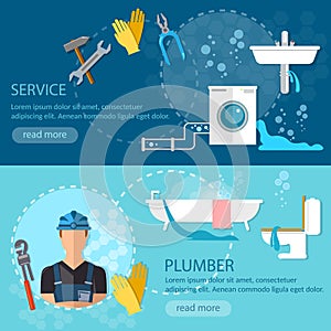 Professional plumber banner plumbing repair service