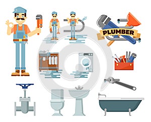 Professional plumbing repair service set