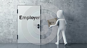 Professional Presentation: White Stick Figure Showcases 'Vita' Folder for Employer