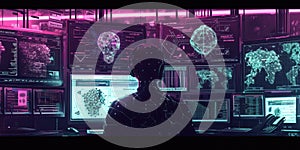 Professional programer looking computer desktop with coding program. AIG42.