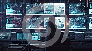 Professional programer looking computer desktop with coding program. AIG42.