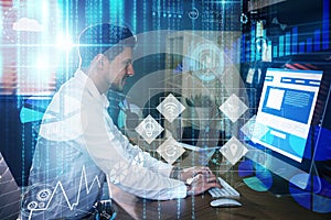 Professional programmer working with computer