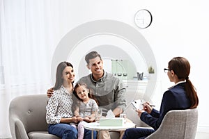Professional psychologist working with family photo