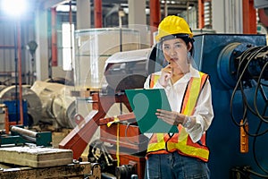 Professional quality control inspector conduct safety inspection. Exemplifying