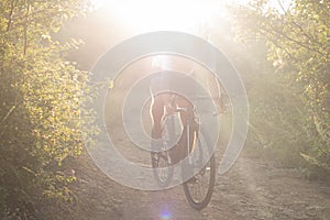 Professional racer on cyclocross training outdoors