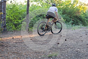 Professional racer on cyclocross training outdoors