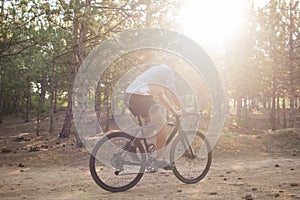 Professional racer on cyclocross training outdoors