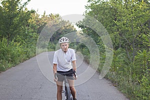 Professional racer on cyclocross training outdoors